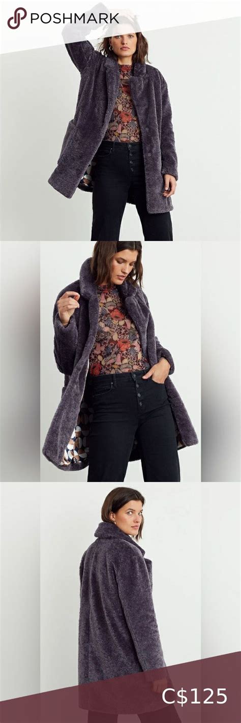 ANTHROPOLOGIE Maeve Lisanne Dark Purple Faux Fur Coat NWT Stylish Coat