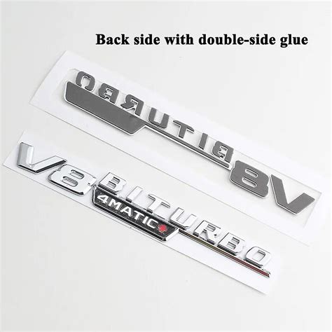 Pc Abs Black Logo V Biturbo Matic Emblem Sticker Car Fender Badge