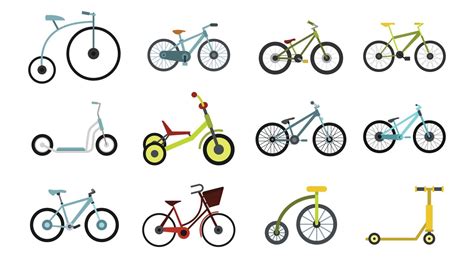 Bike Icon Set Flat Style 8987574 Vector Art At Vecteezy