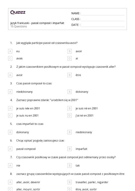 Ponad 50 Czasowniki Arkuszy Roboczych Dla Klasa 2 W Quizizz Darmowe I