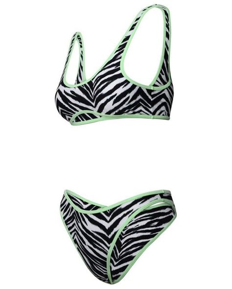 Reina Olga Zebra Print Two Piece Bikini Set In Black Lyst