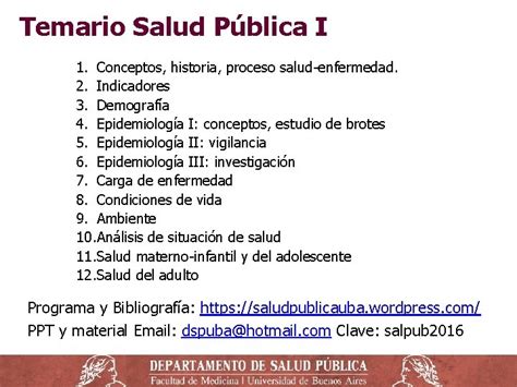 Salud Pblica I Temario Salud Pblica I 1