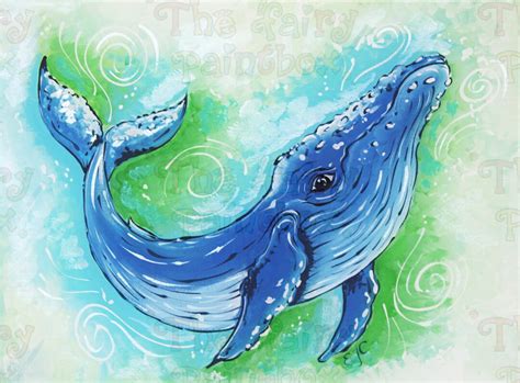 Humpback Whale Art Print Whimsical Whale Art Baby Room Wall Ocean