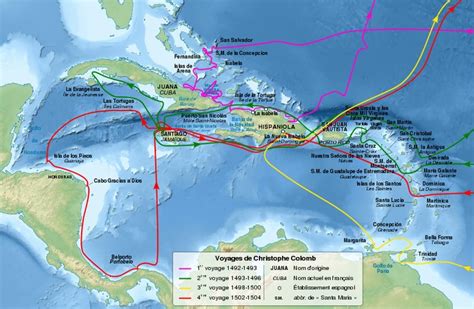 File Christopher Columbus Voyages Map Fr Svg Columbus Voyage