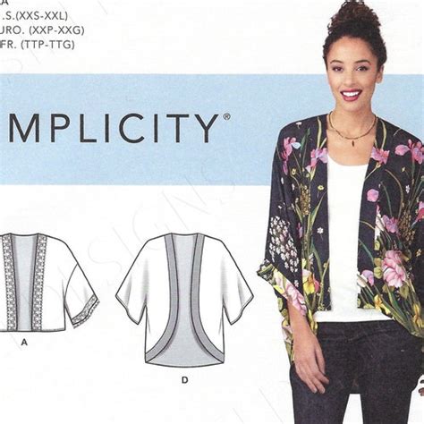 Simplicity 9124 Kimono Cardigan Sewing Pattern Xxs Xxl S9124 Etsy