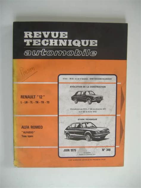 Revue Technique Rta Alfa Romeo Alfasud Tous Types Renault L Ln Tn Tr