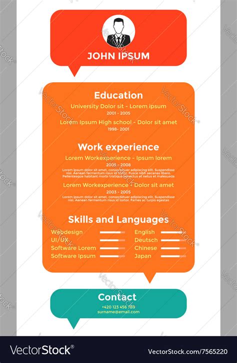 Cv Resume Template Royalty Free Vector Image Vectorstock