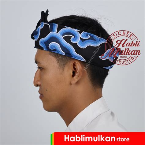 Jual Iket Kepala Tradisional Sunda Jawa Batik Mega Mendung Biru Bukan