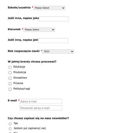 Formularz Rejestracji Na Targi Pracy Szablon Formularza Jotform
