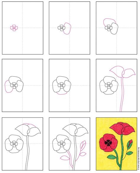 Easy How to Draw a Poppy Tutorial and Poppy Coloring Page | Nghệ thuật ...