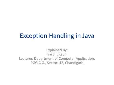 Exception Handling In Java Ppt