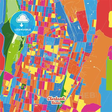 Cherkessk Karachay Cherkess Republic Russia City Map With Crazy Colors Between Red Blue And