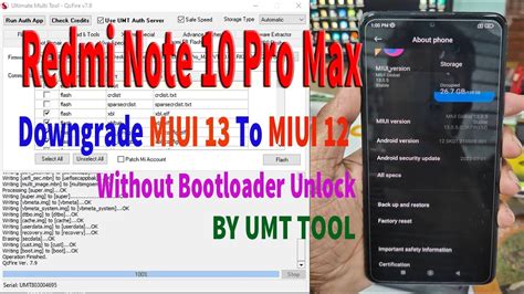 Redmi Note 10 Pro Max Downgrade MIUI 13 To MIUI 12 BY UMT TOOL Flash