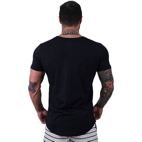 Camiseta Longline Masculina Manga Curta Mxd Conceito Caveira Estilha Os