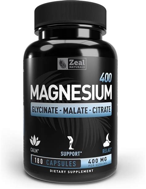 Premium Chelated Magnesium Glycinate Malate Citrate 400mg 180 Capsules 3