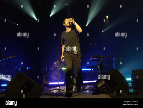 Lead Singer Damon Albarn From Blur Performs Live On Stage At The