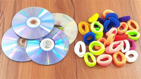 Waste Cd Disc Hair Rubber Bands Crafting Home Decorating Best Out