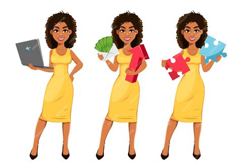 Hermosa Mujer De Negocios Afroamericana Vector Premium