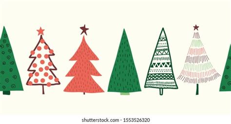 Christmas Trees Vector Border Seamless Pattern Stock Vector (Royalty ...