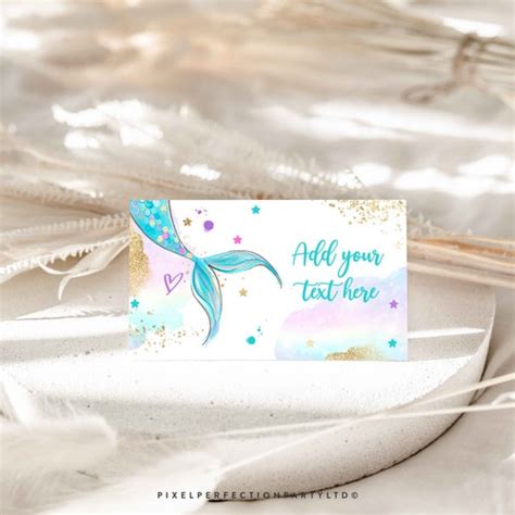 Editable Mermaid Birthday Tent Cards Food Labels Girl Mermaid Etsy