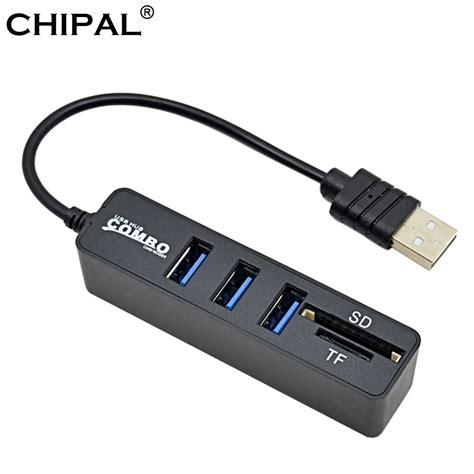 CHIPAL Mini 2 In 1 Combo 3 Port USB 2 0 HUB Splitter Card Reader For SD