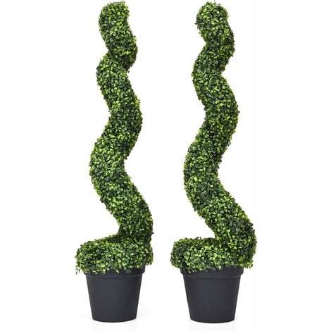 COSTWAY Lot De 2 Buis Artificiel En Spirale 120 CM Arbre Artificiel