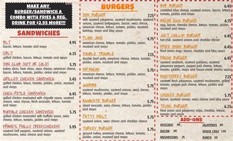 Menu At Don Burger Restaurant Garland