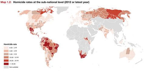 Homicide Rates per 100,000 people, world map [1459x725] : MapPorn