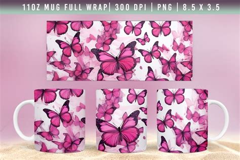 3d Butterfly Mug Wrap Designs Sublimation