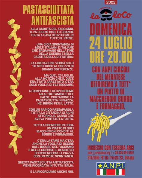 25 Luglio Pastasciutta Antifascista Arci La Lo Co