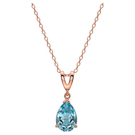 Le Vian Rose Gold Plated Blue Topaz Gemstone Beautiful Fancy Pendant