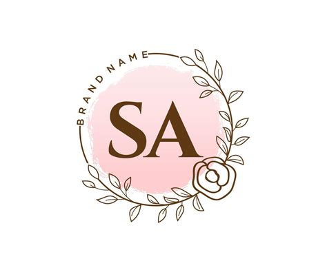 Initial SA feminine logo. Usable for Nature, Salon, Spa, Cosmetic and Beauty Logos. Flat Vector ...