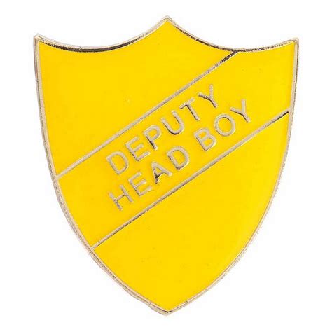 Yellow Deputy Head Boy Enamel Shield Badge Engraved Awards Trophies