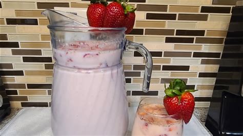 Agua De Fresas Con Leche Natural Cremosita Deliciosa Youtube