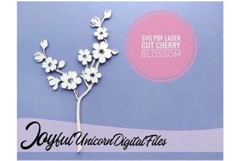 Cherry Blossom Svg Laser Cut Flower Graphic By Joyfulunicorn · Creative