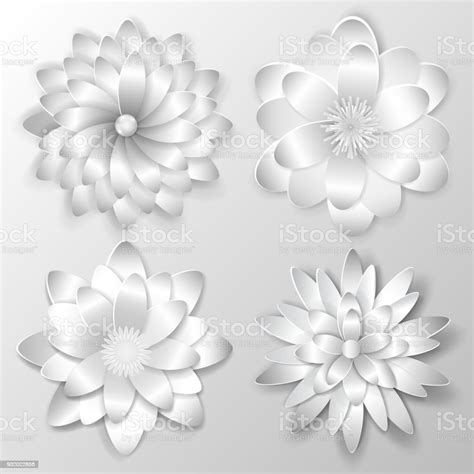 Set Of Paper Flowers Stock Illustration Download Image Now Abstract Art Backgrounds Istock