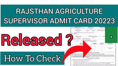 Rajasthan Agriculture Supervisor Admit Card 2024 How To Check Rsmssb Supervisor Admit Card