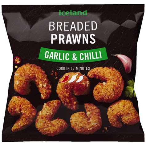 Iceland Garlic And Chilli Breaded Prawns G Prawns Seafood