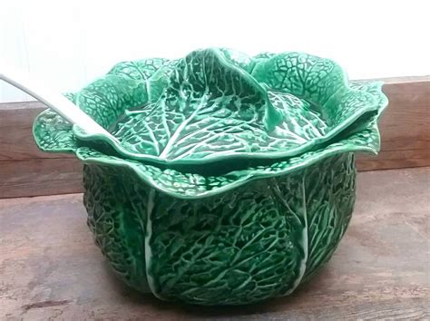 Green Cabbage Soup Tureen Bordallo Pienhero Made In Portugal Etsy