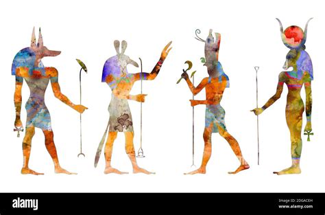 Various Egyptian Gods And Goddess Of Ancient Egypt Left To Right