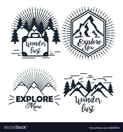 Journey label set travel explore adventure symbol Vector Image