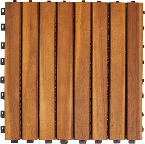 Amazon Vifah V Slat Acacia Hardwood Interlocking Deck Tile