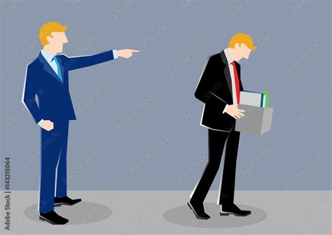 Simple Business Cartoon Illustration Of A Man Getting Fired By His Boss