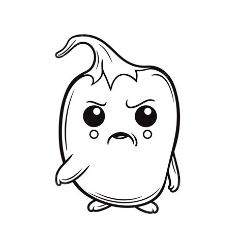 Cute Angry Pepper Coloring Page Printable Coloring Pages Outline Sketch