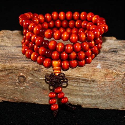 108 Beads Rosary Bracelet 8 Mm Natural Sandalwood Buddhist Buddha Wood