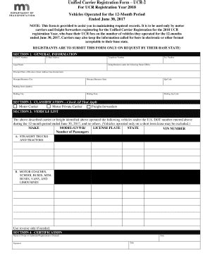 Fillable Online Unified Carrier Registration Form Ucr For Ucr Fax