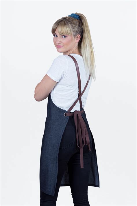 Bella Bib Apron Charcoal With Tan Ties Buy Online Aussiechef Aprons