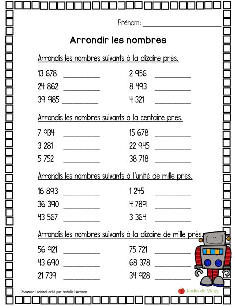 Arrondir Les Nombres Jardin De Vicky