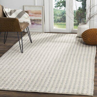 Union Rustic Jacques Hand Tufted Wool Cotton Grey Ivory Area Rug White