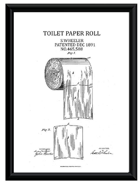 Toilet Paper Roll 1891 Patent Drawing A4 Poster Art Print Black